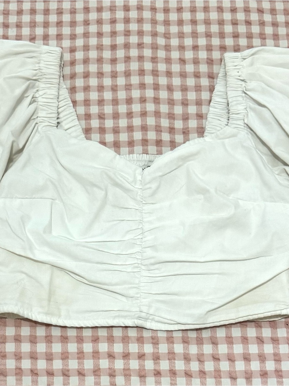 Abercrombie & Fitch White Ruched Square-Neck Crop Top